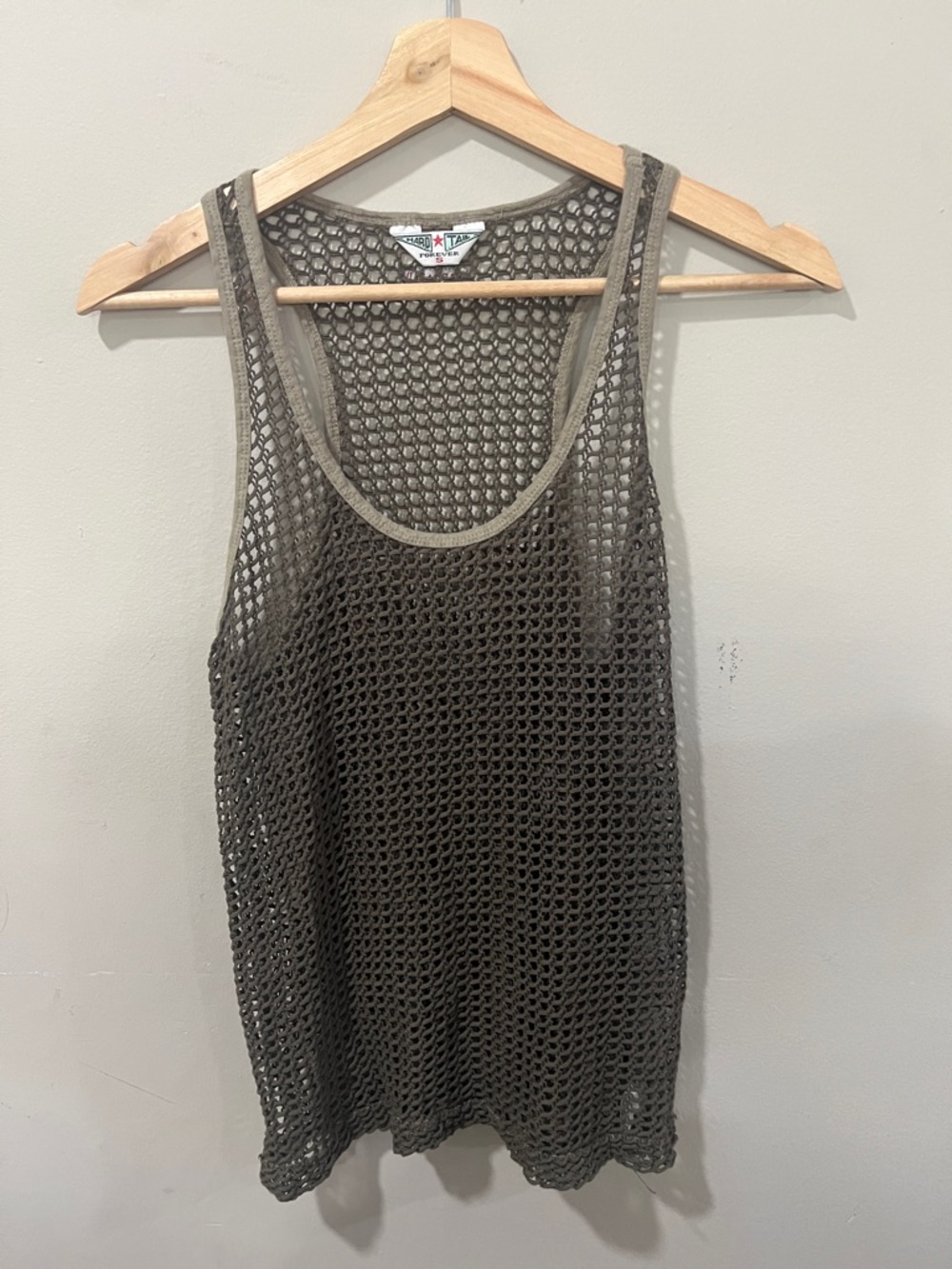 Hard Tail Olive Open-Weave Tank